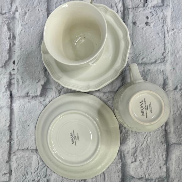 Mikasa French Countryside Cup and Saucer Set of 2 White F9000 - Picture 3 of 3